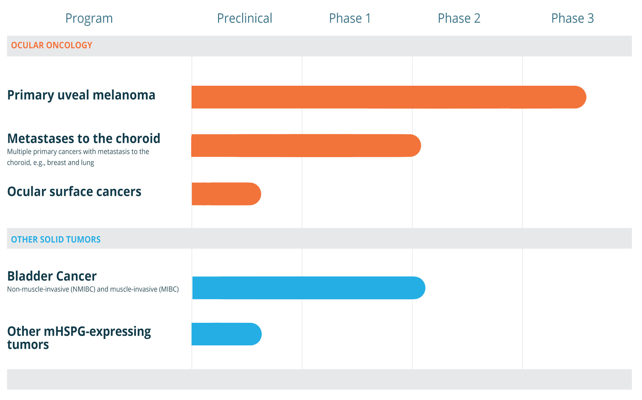 Aura pipeline — primary uveal melanoma, Metastases to the choroid, Ocular surface cancers, Bladder cancer, Other mHSPG-expressing tumors